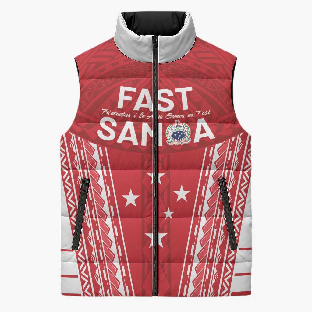 Samoa FAST Sleeveless Puffer Jacket Forever Proud Samoan Tribal Pattern - Polynesian Pride