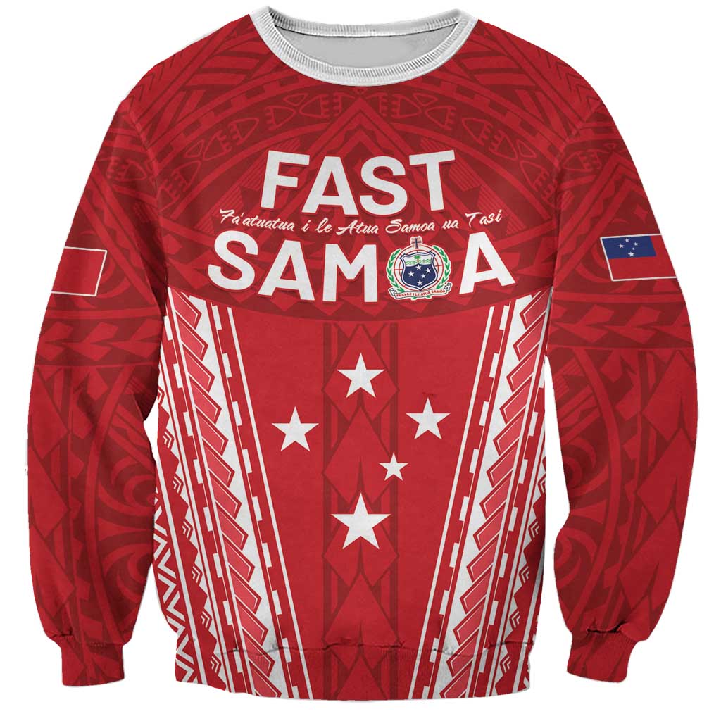 Samoa FAST Sweatshirt Forever Proud Samoan Tribal Pattern - Polynesian Pride