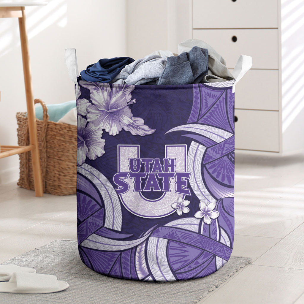 Utah State Polynesian Heritage Laundry Basket Floral Tribal Pattern Tropical Flowers