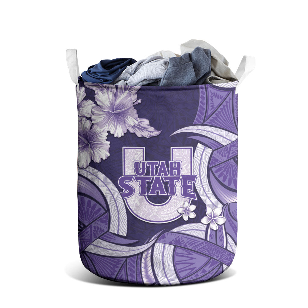 Utah State Polynesian Heritage Laundry Basket Floral Tribal Pattern Tropical Flowers