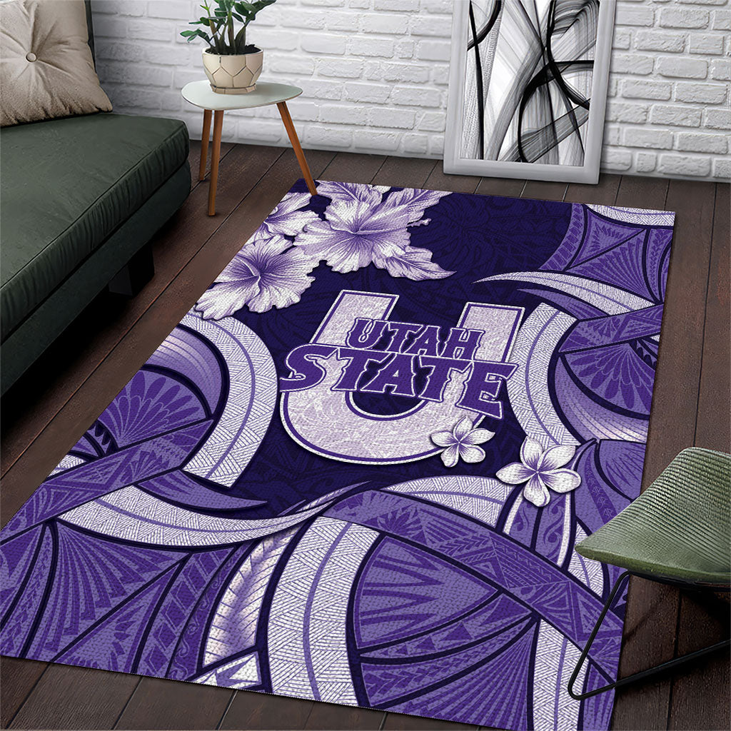 Utah State Polynesian Heritage Area Rug Floral Tribal Pattern Tropical Flowers LT05 Purple - Polynesian Pride