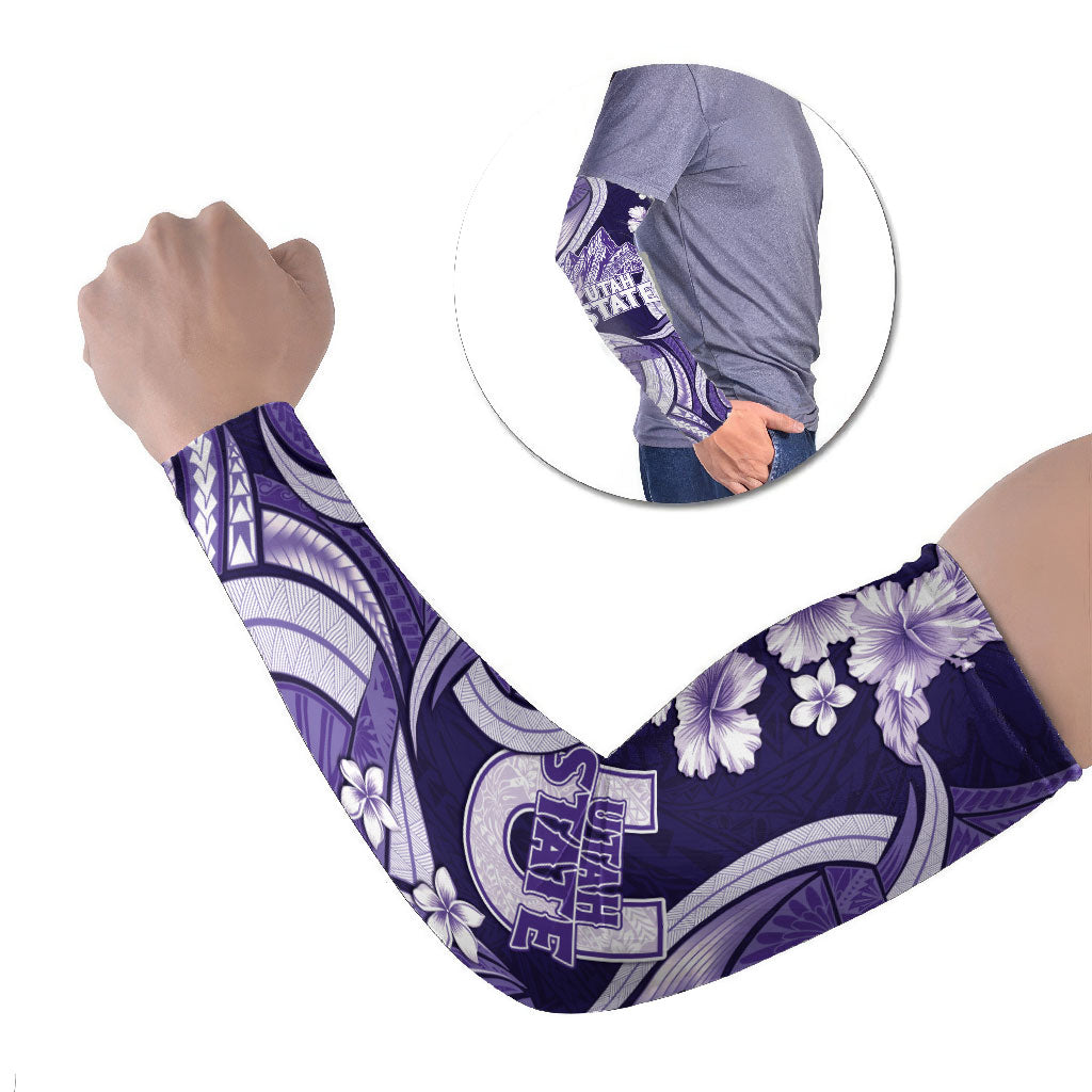Utah State Polynesian Heritage Arm Sleeves Floral Tribal Pattern Tropical Flowers LT05 Set of 2 Purple - Polynesian Pride
