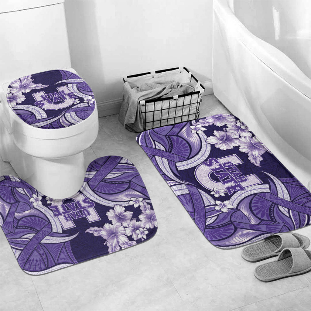 Utah State Polynesian Heritage Bathroom Set Floral Tribal Pattern Tropical Flowers