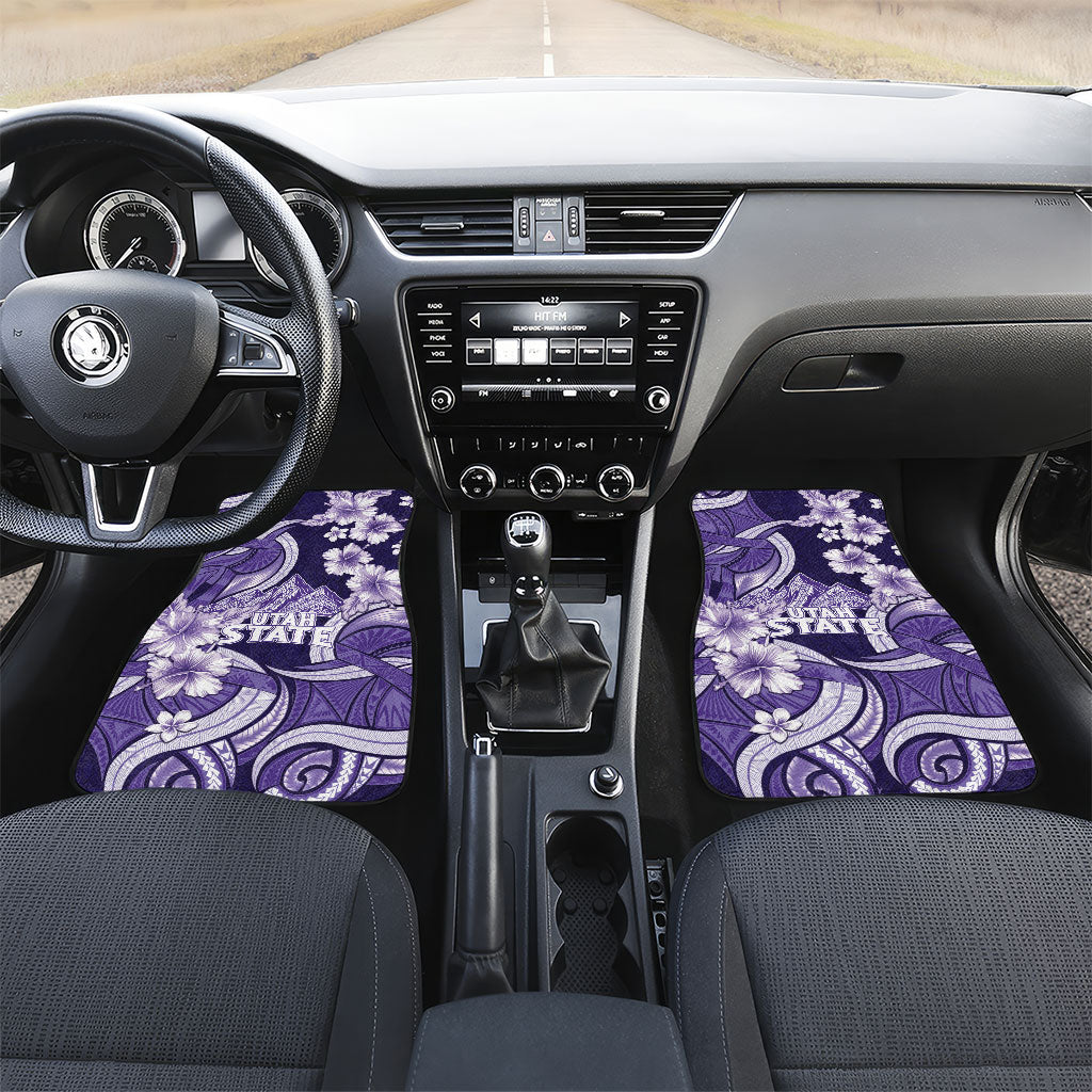Utah State Polynesian Heritage Car Mats Floral Tribal Pattern Tropical Flowers LT05 Set 2pcs - Front Purple - Polynesian Pride