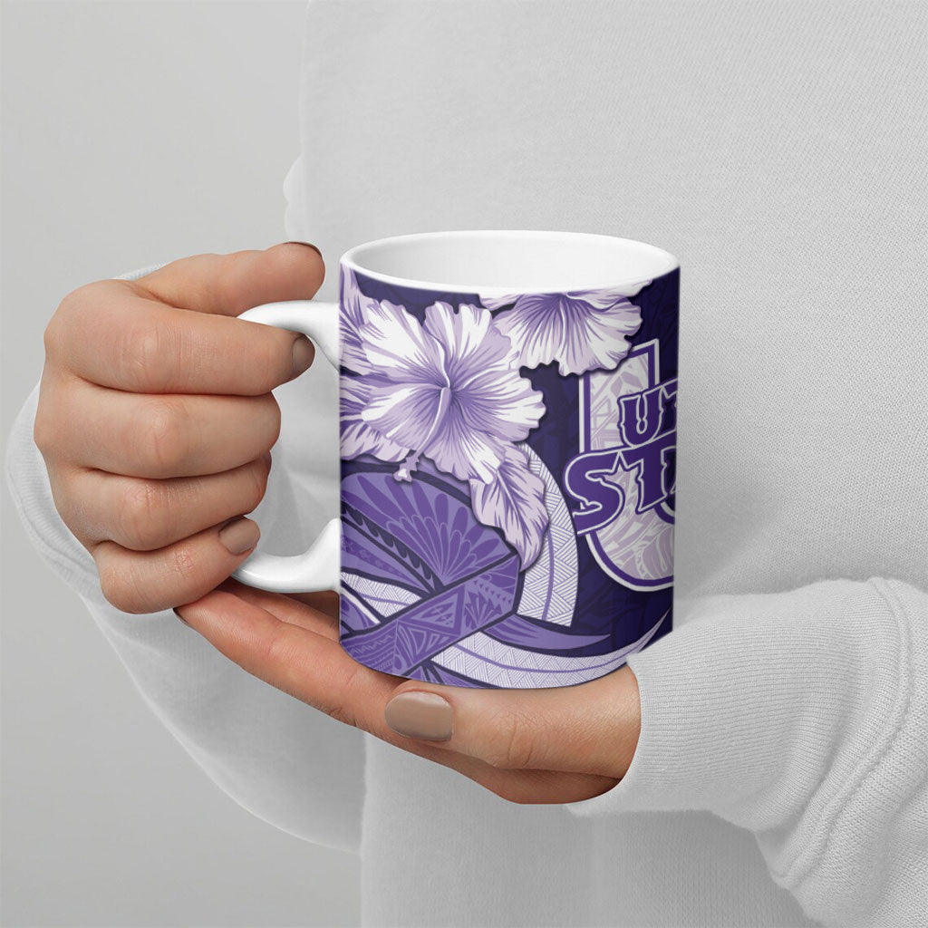 Utah State Polynesian Heritage Ceramic Mug Floral Tribal Pattern Tropical Flowers
