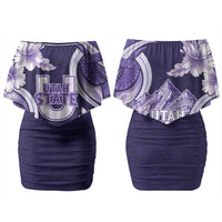 Utah State Polynesian Heritage Couples Matching Off Shoulder Short Dress and Long Sleeve Button Shirt Floral Tribal Pattern Tropical Flowers LT05 - Polynesian Pride