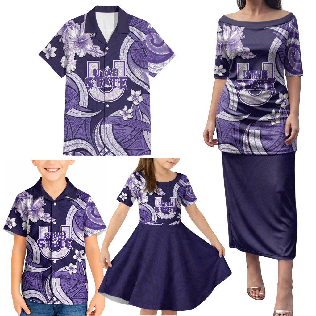 Utah State Polynesian Heritage Family Matching Puletasi and Hawaiian Shirt Floral Tribal Pattern Tropical Flowers LT05 - Polynesian Pride