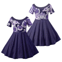 Utah State Polynesian Heritage Family Matching Summer Maxi Dress and Hawaiian Shirt Floral Tribal Pattern Tropical Flowers LT05 Daughter's Dress Purple - Polynesian Pride