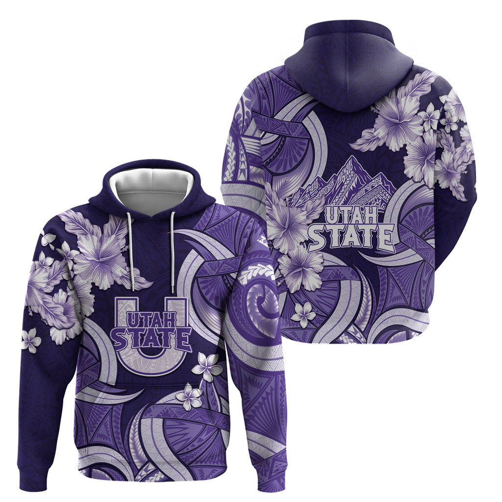 Utah State Polynesian Heritage Hoodie Floral Tribal Pattern Tropical Flowers LT05 - Polynesian Pride