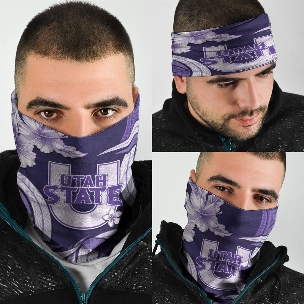Utah State Polynesian Heritage Neck Gaiter Floral Tribal Pattern Tropical Flowers