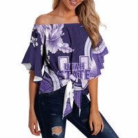 Utah State Polynesian Heritage Off Shoulder Wrap Waist Top Floral Tribal Pattern Tropical Flowers LT05 Purple - Polynesian Pride