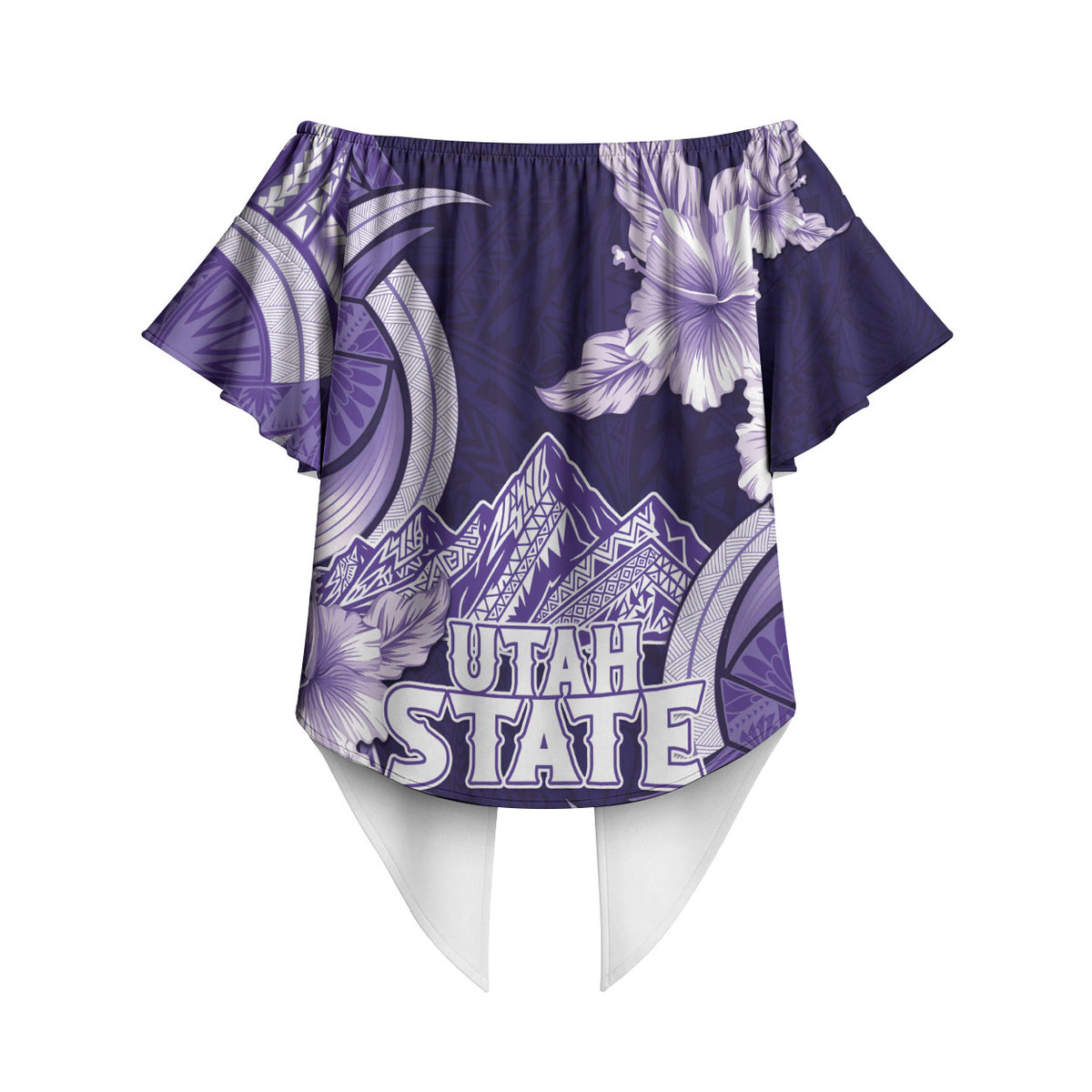 Utah State Polynesian Heritage Off Shoulder Wrap Waist Top Floral Tribal Pattern Tropical Flowers LT05 - Polynesian Pride