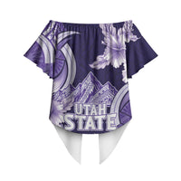 Utah State Polynesian Heritage Off Shoulder Wrap Waist Top Floral Tribal Pattern Tropical Flowers LT05 - Polynesian Pride