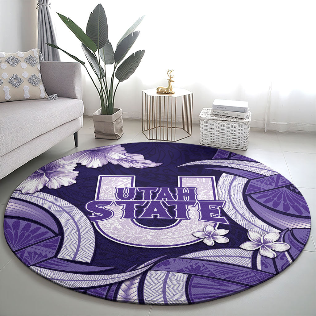Utah State Polynesian Heritage Round Carpet Floral Tribal Pattern Tropical Flowers