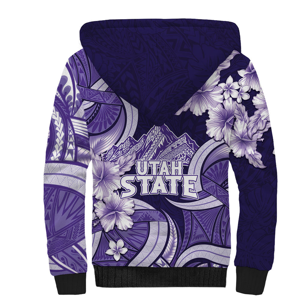 Utah State Polynesian Heritage Sherpa Hoodie Floral Tribal Pattern Tropical Flowers LT05 - Polynesian Pride
