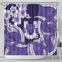 Utah State Polynesian Heritage Shower Curtain Floral Tribal Pattern Tropical Flowers