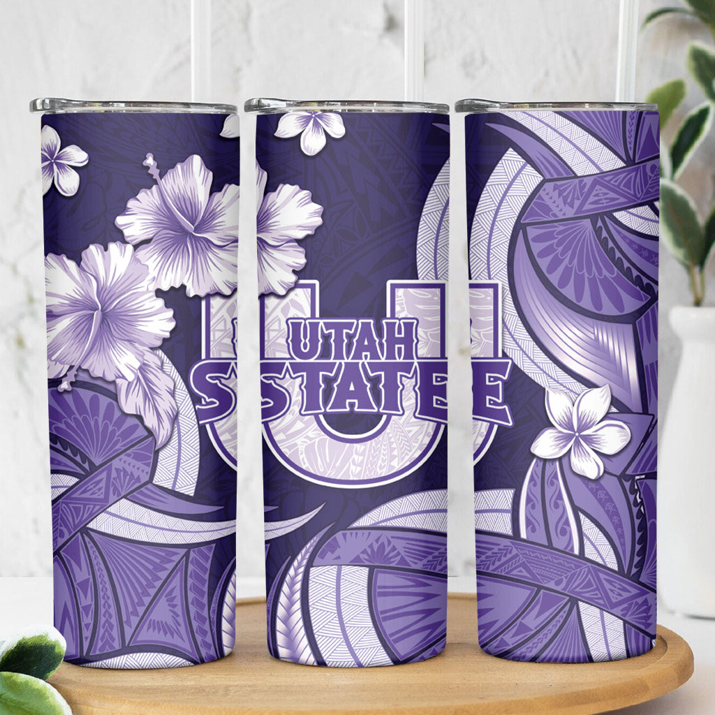 Utah State Polynesian Heritage Skinny Tumbler Floral Tribal Pattern Tropical Flowers LT05 - Polynesian Pride