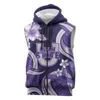 Utah State Polynesian Heritage Sleeveless Zip Hoodie Floral Tribal Pattern Tropical Flowers LT05 Purple - Polynesian Pride