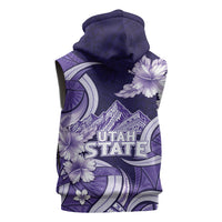 Utah State Polynesian Heritage Sleeveless Zip Hoodie Floral Tribal Pattern Tropical Flowers LT05 - Polynesian Pride