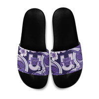 Utah State Polynesian Heritage Slide Sandals Floral Tribal Pattern Tropical Flowers