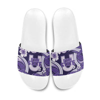 Utah State Polynesian Heritage Slide Sandals Floral Tribal Pattern Tropical Flowers