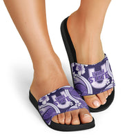 Utah State Polynesian Heritage Slide Sandals Floral Tribal Pattern Tropical Flowers