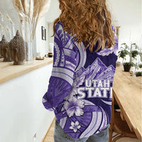 Utah State Polynesian Heritage Women Casual Shirt Floral Tribal Pattern Tropical Flowers LT05 - Polynesian Pride