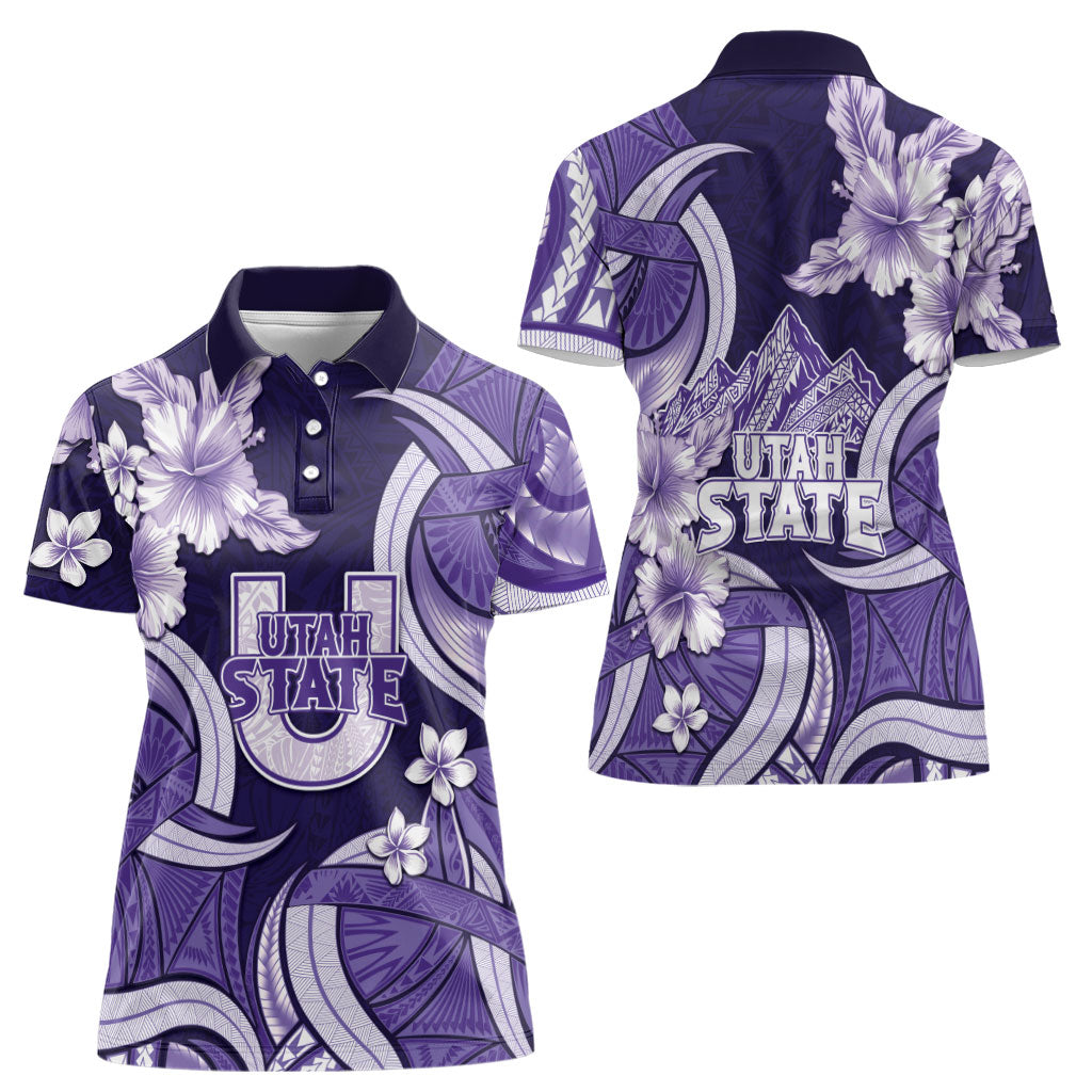 Utah State Polynesian Heritage Women Polo Shirt Floral Tribal Pattern Tropical Flowers LT05 - Polynesian Pride