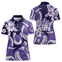 Utah State Polynesian Heritage Women Polo Shirt Floral Tribal Pattern Tropical Flowers LT05 - Polynesian Pride