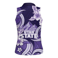 Utah State Polynesian Heritage Women Sleeveless Polo Shirt Floral Tribal Pattern Tropical Flowers LT05 - Polynesian Pride
