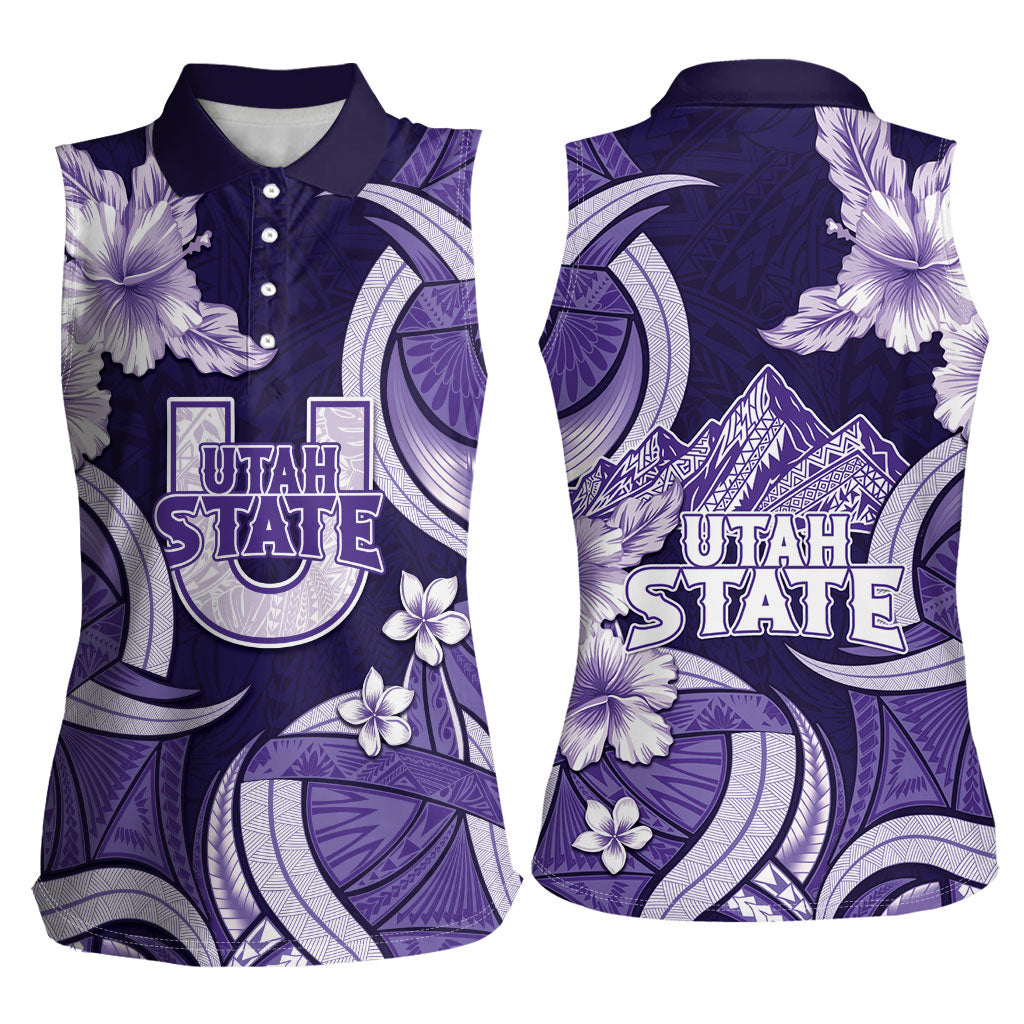 Utah State Polynesian Heritage Women Sleeveless Polo Shirt Floral Tribal Pattern Tropical Flowers LT05 - Polynesian Pride