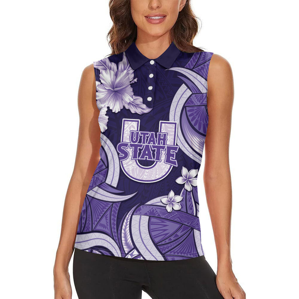 Utah State Polynesian Heritage Women Sleeveless Polo Shirt Floral Tribal Pattern Tropical Flowers LT05 - Polynesian Pride