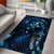 Hawaii Makahiki Season Area Rug Floral Tribal Tattoo Blue Galaxy