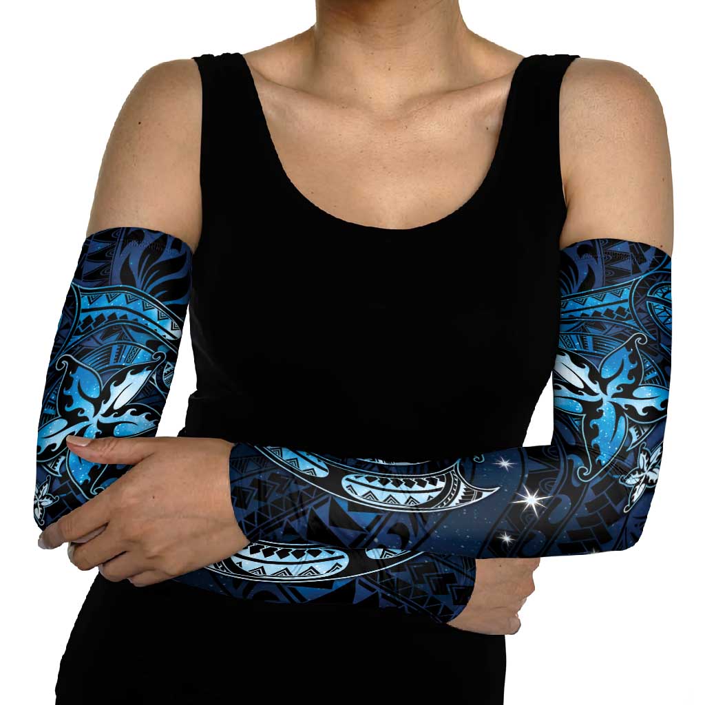 Hawaii Makahiki Season Arm Sleeves Floral Tribal Tattoo Blue Galaxy - Polynesian Pride