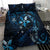 Hawaii Makahiki Season Bedding Set Floral Tribal Tattoo Blue Galaxy