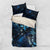 Hawaii Makahiki Season Bedding Set Floral Tribal Tattoo Blue Galaxy