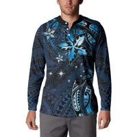 Hawaii Makahiki Season Button Sweatshirt Floral Tribal Tattoo Blue Galaxy