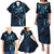 Hawaii Makahiki Season Family Matching Puletasi and Hawaiian Shirt Floral Tribal Tattoo Blue Galaxy