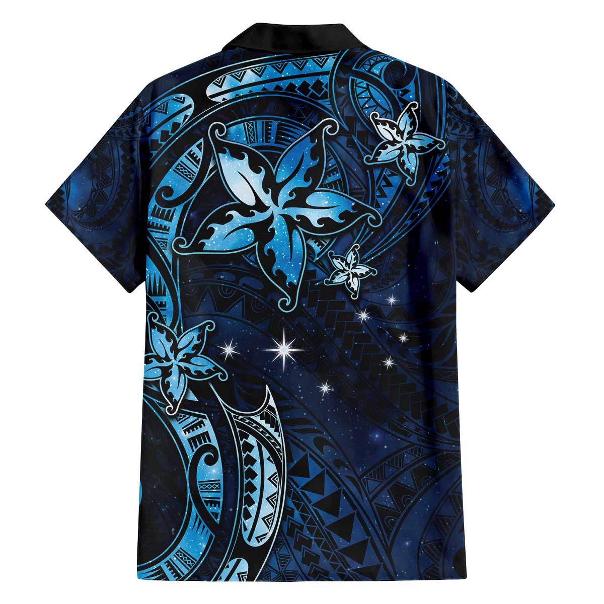 Hawaii Makahiki Season Family Matching Puletasi and Hawaiian Shirt Floral Tribal Tattoo Blue Galaxy LT05 - Polynesian Pride