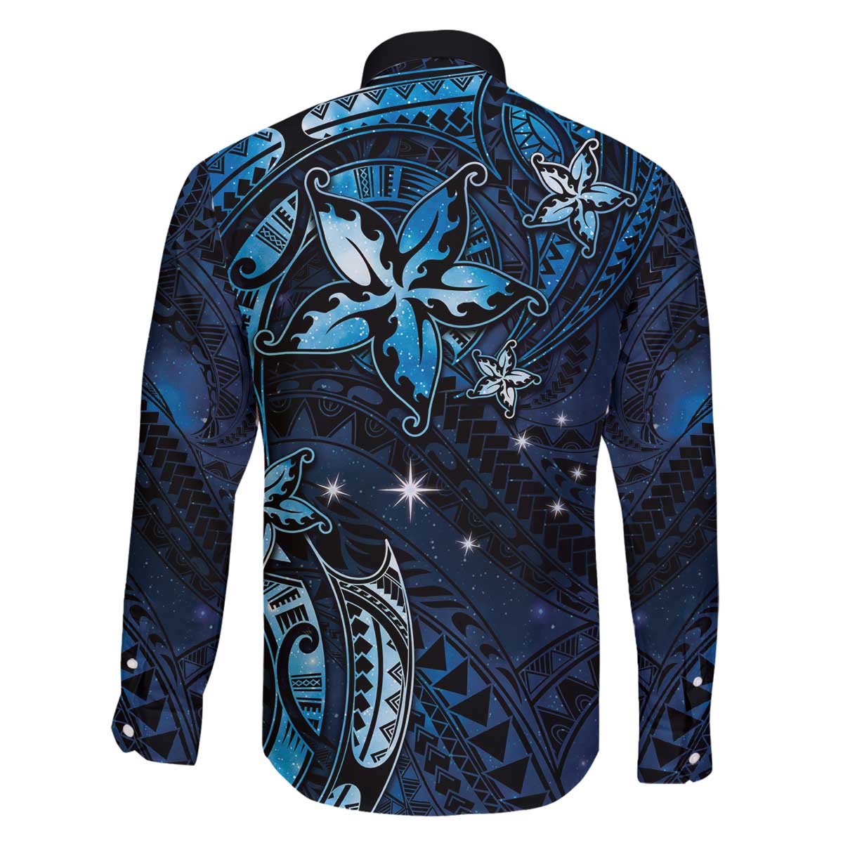 Hawaii Makahiki Season Family Matching Puletasi and Hawaiian Shirt Floral Tribal Tattoo Blue Galaxy LT05 - Polynesian Pride