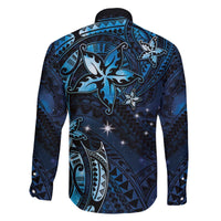 Hawaii Makahiki Season Family Matching Puletasi and Hawaiian Shirt Floral Tribal Tattoo Blue Galaxy LT05 - Polynesian Pride
