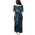 Hawaii Makahiki Season Family Matching Puletasi and Hawaiian Shirt Floral Tribal Tattoo Blue Galaxy