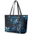 Hawaii Makahiki Season Leather Tote Bag Floral Tribal Tattoo Blue Galaxy