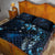 Hawaii Makahiki Season Quilt Bed Set Floral Tribal Tattoo Blue Galaxy