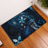 Hawaii Makahiki Season Rubber Doormat Floral Tribal Tattoo Blue Galaxy