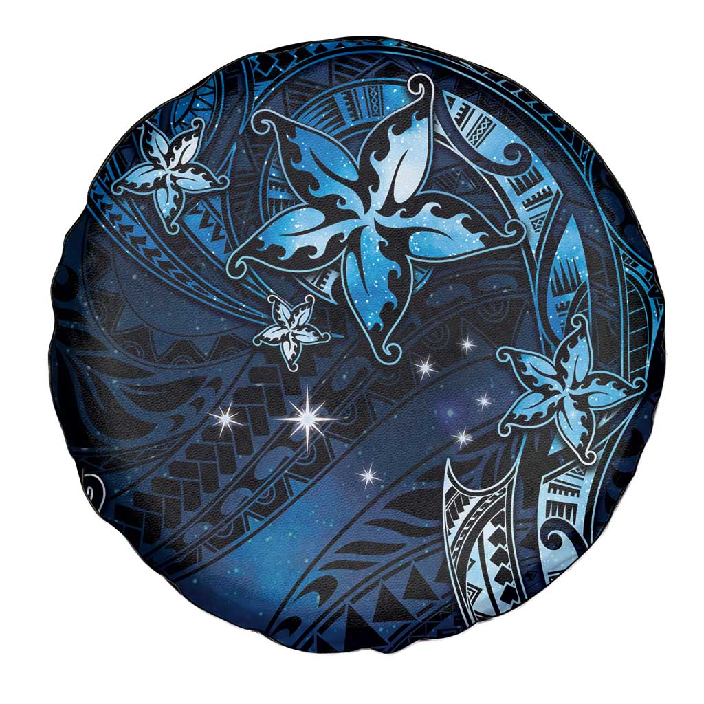 Hawaii Makahiki Season Spare Tire Cover Floral Tribal Tattoo Blue Galaxy