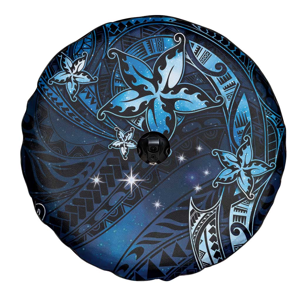 Hawaii Makahiki Season Spare Tire Cover Floral Tribal Tattoo Blue Galaxy
