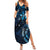 Hawaii Makahiki Season Summer Maxi Dress Floral Tribal Tattoo Blue Galaxy