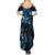 Hawaii Makahiki Season Summer Maxi Dress Floral Tribal Tattoo Blue Galaxy