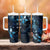 Hawaii Makahiki Season Tumbler With Handle Floral Tribal Tattoo Blue Galaxy